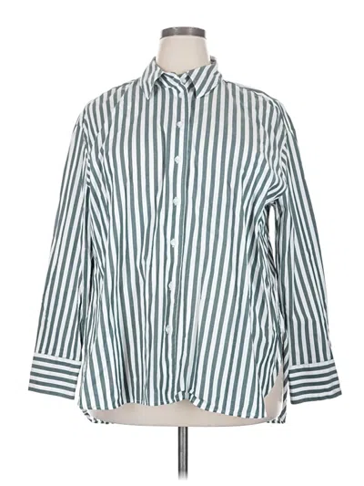 Pre-owned Lane Bryant 3/4 Sleeve Button Down Shirt In Blue