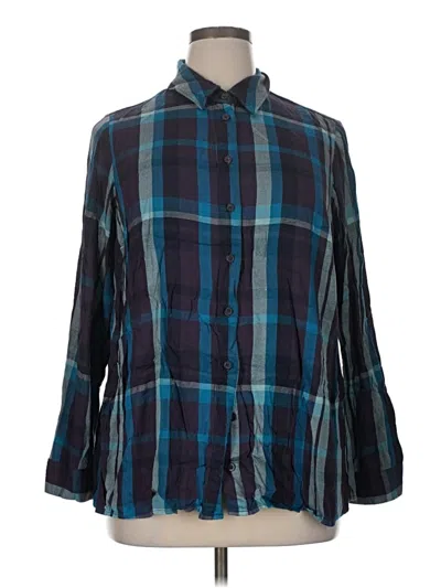 Pre-owned Lane Bryant 3/4 Sleeve Button Down Shirt In Blue