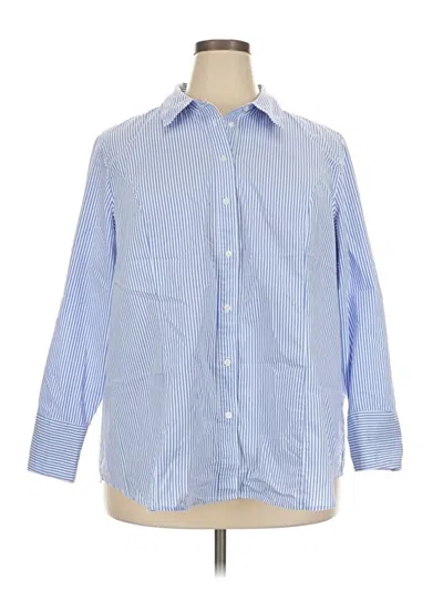 Pre-owned Lane Bryant 3/4 Sleeve Button Down Shirt In Blue