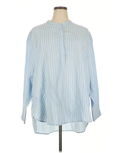 Pre-owned Lane Bryant 3/4 Sleeve Button Down Shirt In Blue