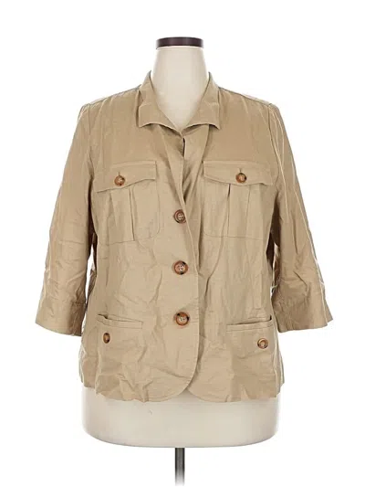 Pre-owned Lane Bryant 3/4 Sleeve Button Down Shirt In Brown