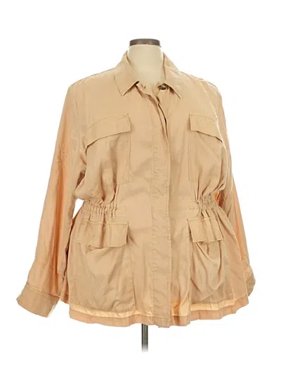 Pre-owned Lane Bryant 3/4 Sleeve Button Down Shirt In Brown