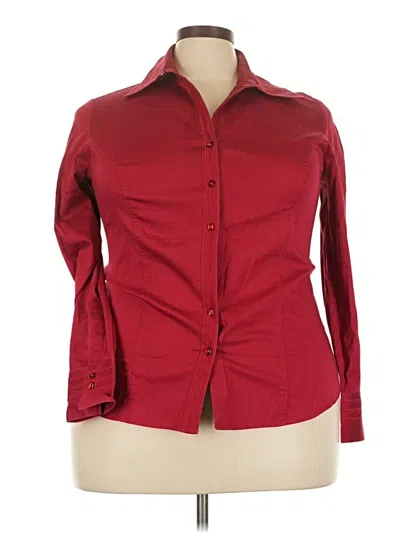Pre-owned Lane Bryant 3/4 Sleeve Button Down Shirt In Burgundy