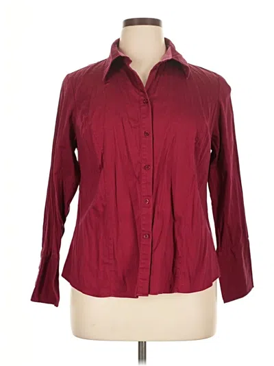 Pre-owned Lane Bryant 3/4 Sleeve Button Down Shirt In Burgundy
