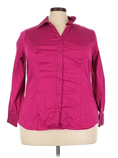 Pre-owned Lane Bryant 3/4 Sleeve Button Down Shirt In Burgundy