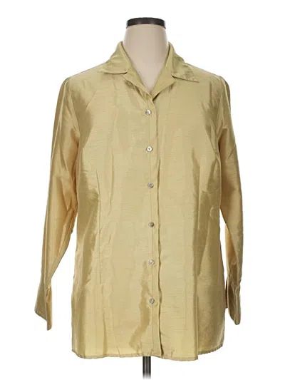 Pre-owned Lane Bryant 3/4 Sleeve Button Down Shirt In Gold