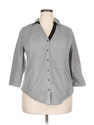 Pre-owned Lane Bryant 3/4 Sleeve Button Down Shirt In Gray