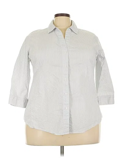 Pre-owned Lane Bryant 3/4 Sleeve Button Down Shirt In Gray