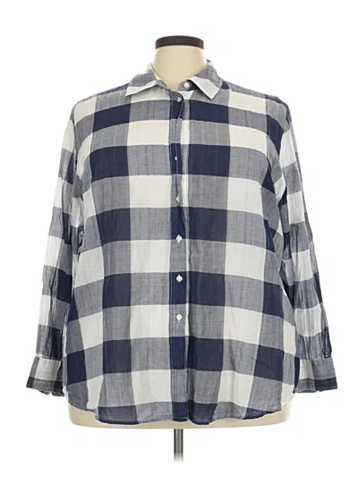 Pre-owned Lane Bryant 3/4 Sleeve Button Down Shirt In Gray