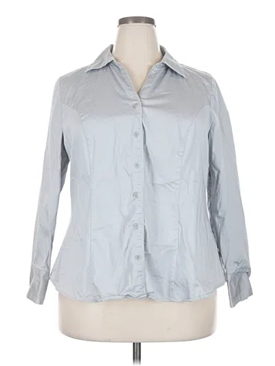 Pre-owned Lane Bryant 3/4 Sleeve Button Down Shirt In Gray