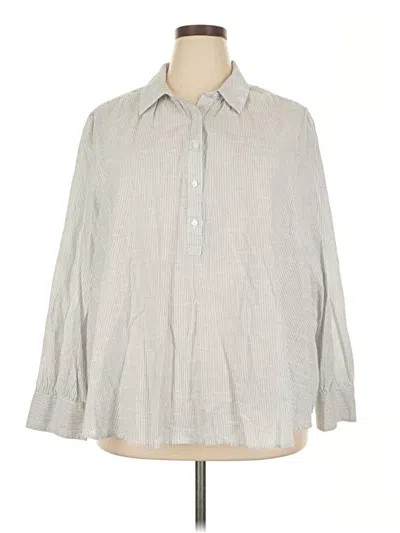 Pre-owned Lane Bryant 3/4 Sleeve Button Down Shirt In Gray
