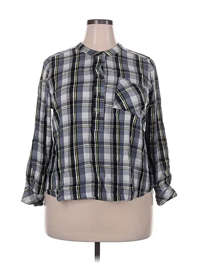 Pre-owned Lane Bryant 3/4 Sleeve Button Down Shirt In Gray