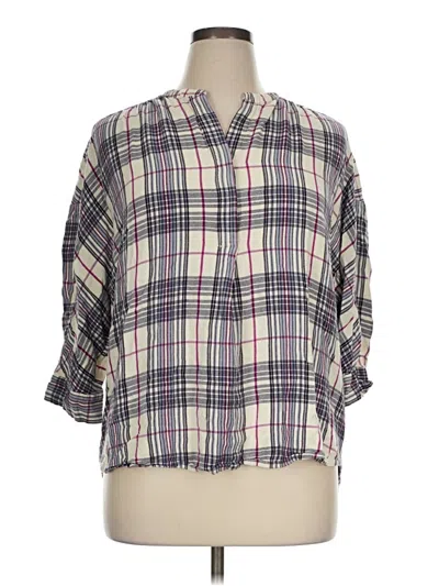 Pre-owned Lane Bryant 3/4 Sleeve Button Down Shirt In Gray