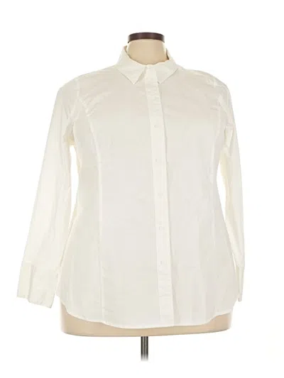 Pre-owned Lane Bryant 3/4 Sleeve Button Down Shirt In Ivory