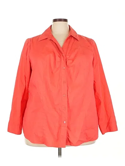 Pre-owned Lane Bryant 3/4 Sleeve Button Down Shirt In Orange