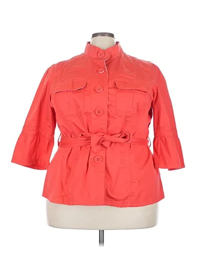 Pre-owned Lane Bryant 3/4 Sleeve Button Down Shirt In Orange