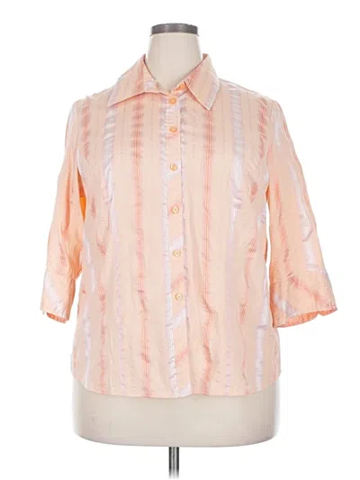 Pre-owned Lane Bryant 3/4 Sleeve Button Down Shirt In Orange