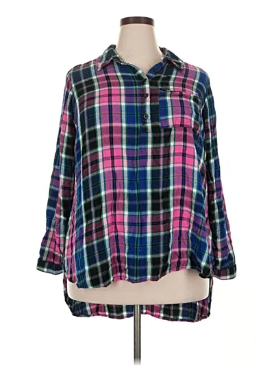 Pre-owned Lane Bryant 3/4 Sleeve Button Down Shirt In Pink