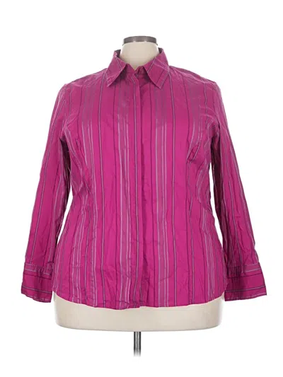 Pre-owned Lane Bryant 3/4 Sleeve Button Down Shirt In Pink