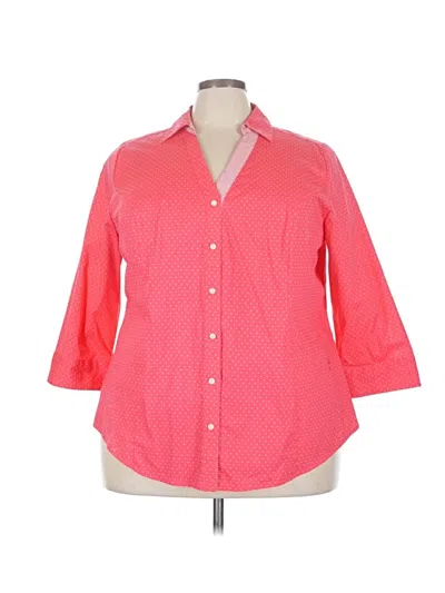Pre-owned Lane Bryant 3/4 Sleeve Button Down Shirt In Pink
