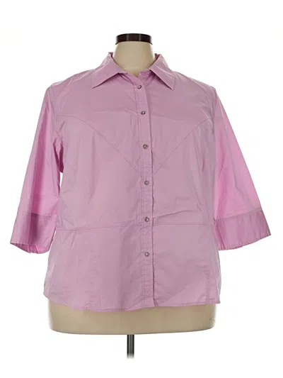 Pre-owned Lane Bryant 3/4 Sleeve Button Down Shirt In Pink