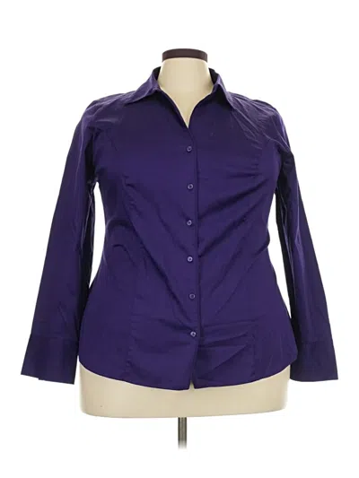 Pre-owned Lane Bryant 3/4 Sleeve Button Down Shirt In Purple