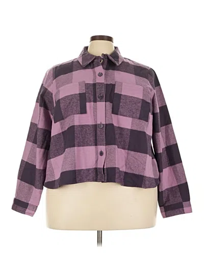 Lane Bryant 3/4 Sleeve Button Down Shirt In Purple
