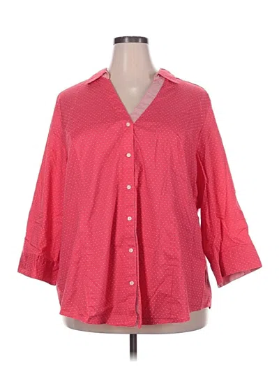 Pre-owned Lane Bryant 3/4 Sleeve Button Down Shirt In Red