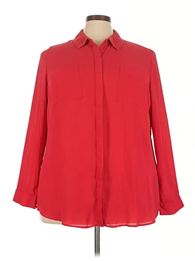 Pre-owned Lane Bryant 3/4 Sleeve Button Down Shirt In Red