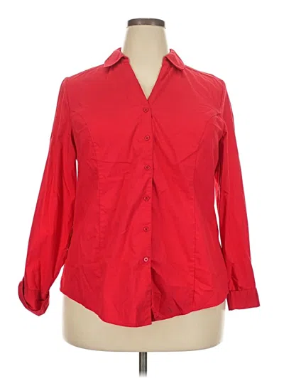 Pre-owned Lane Bryant 3/4 Sleeve Button Down Shirt In Red