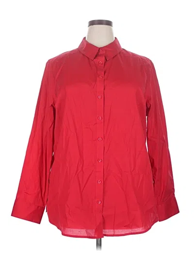 Lane Bryant 3/4 Sleeve Button Down Shirt In Red