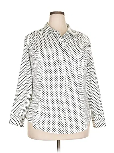 Pre-owned Lane Bryant 3/4 Sleeve Button Down Shirt In White