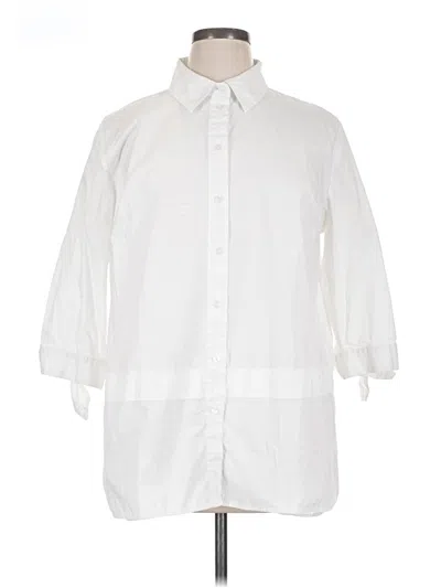 Pre-owned Lane Bryant 3/4 Sleeve Button Down Shirt In White