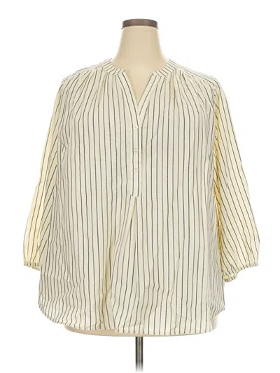 Lane Bryant 3/4 Sleeve Button Down Shirt In Multi