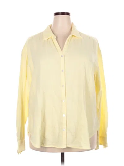 Pre-owned Lane Bryant 3/4 Sleeve Button Down Shirt In Yellow
