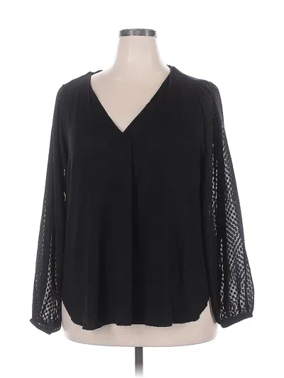 Pre-owned Lane Bryant 3/4 Sleeve T-shirt In Black