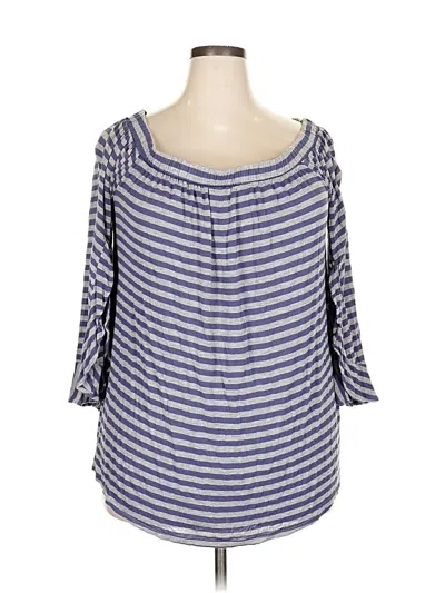 Pre-owned Lane Bryant 3/4 Sleeve T-shirt In Blue