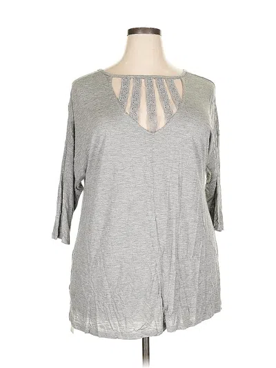 Pre-owned Lane Bryant 3/4 Sleeve T-shirt In Gray