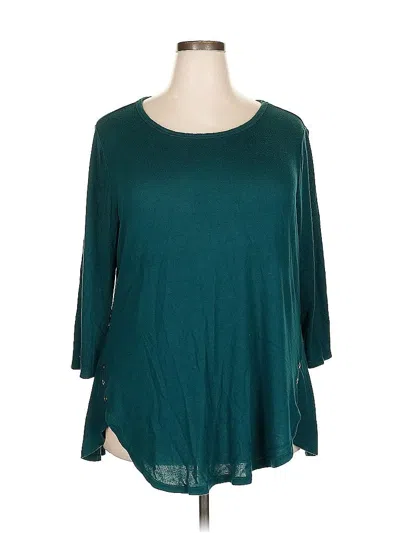Pre-owned Lane Bryant 3/4 Sleeve T-shirt In Green