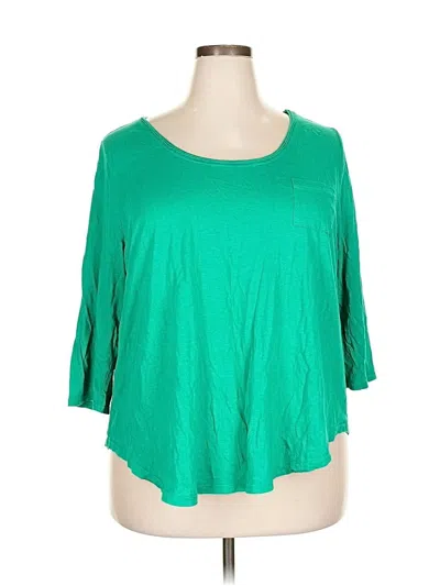 Pre-owned Lane Bryant 3/4 Sleeve T-shirt In Green