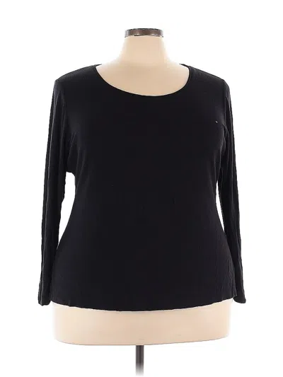 Pre-owned Lane Bryant 3/4 Sleeve Top Black Boatneck Tops