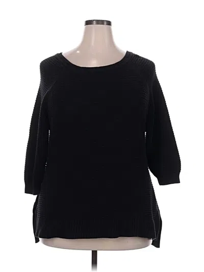 Pre-owned Lane Bryant 3/4 Sleeve Top Black Boatneck Tops