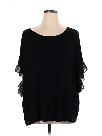 Pre-owned Lane Bryant 3/4 Sleeve Top Black Cold Shoulder Neckline Tops