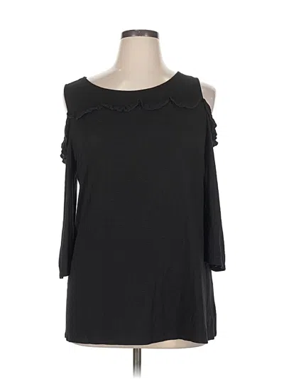 Pre-owned Lane Bryant 3/4 Sleeve Top Black Cold Shoulder Neckline Tops