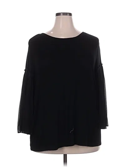 Pre-owned Lane Bryant 3/4 Sleeve Top Black Cold Shoulder Neckline Tops