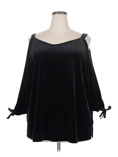 Pre-owned Lane Bryant 3/4 Sleeve Top Black Cold Shoulder Neckline Tops