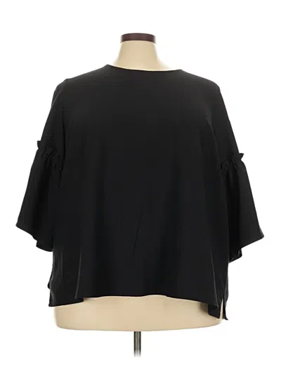 Pre-owned Lane Bryant 3/4 Sleeve Top Black Cold Shoulder Neckline Tops