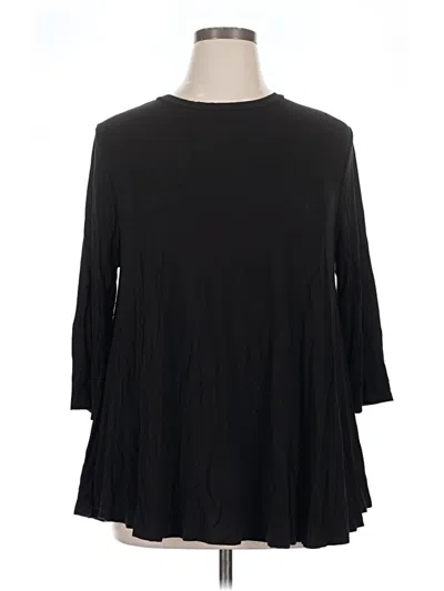 Pre-owned Lane Bryant 3/4 Sleeve Top Black Crew Neck Tops