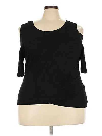 Pre-owned Lane Bryant 3/4 Sleeve Top Black One Shoulder Neckline Tops
