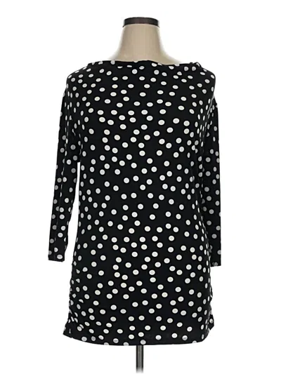 Pre-owned Lane Bryant 3/4 Sleeve Top Black Polka Dots Pattern Boatneck Tops
